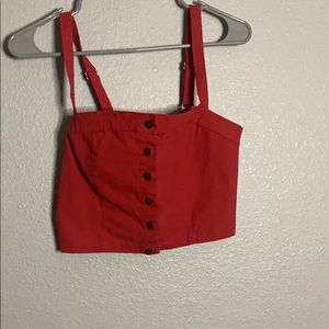 Red button crop top